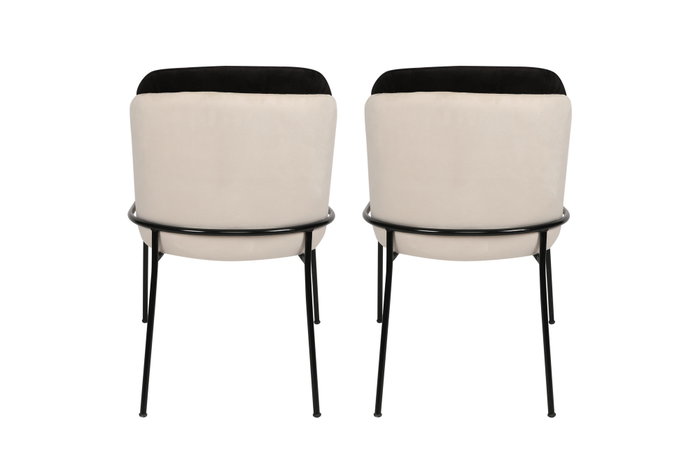 Hanah Home Dore 145 V2 Juego de Sillas de Terciopelo Negro y Crema